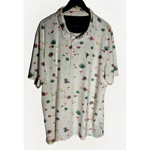 William Murray Golf Polo Shirt Mens XXL Tropical Drink Print Stretch Performance